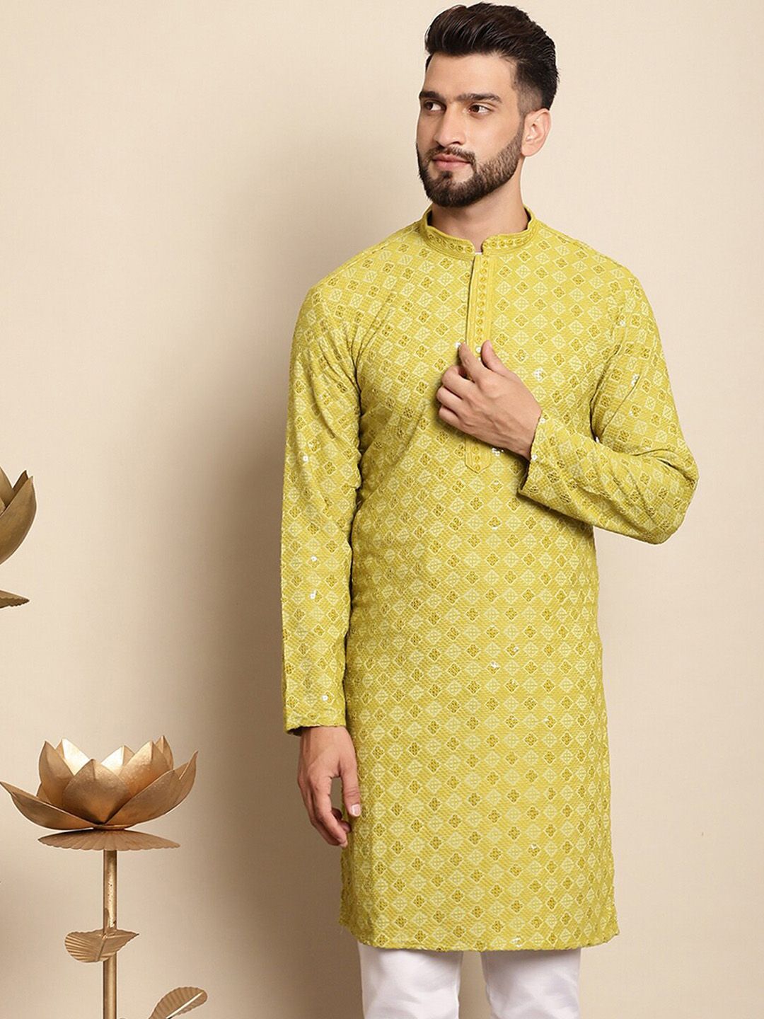 Anouk Ethnic Motifs Embroidered Thread Work Cotton Kurta