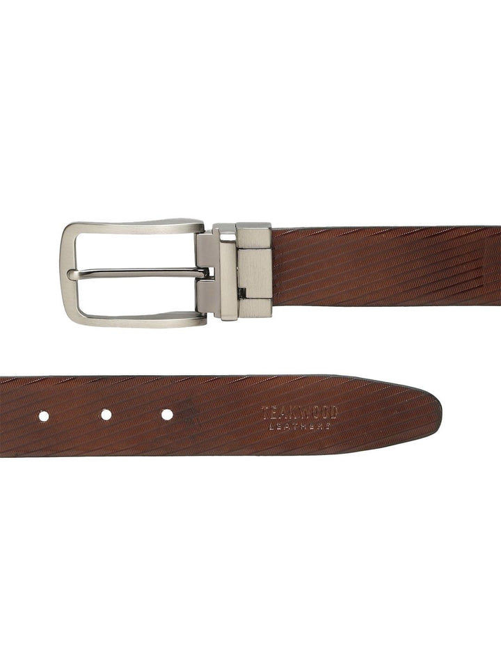Teakwood Leathers Men Textured Leather Reversible Formal Belt