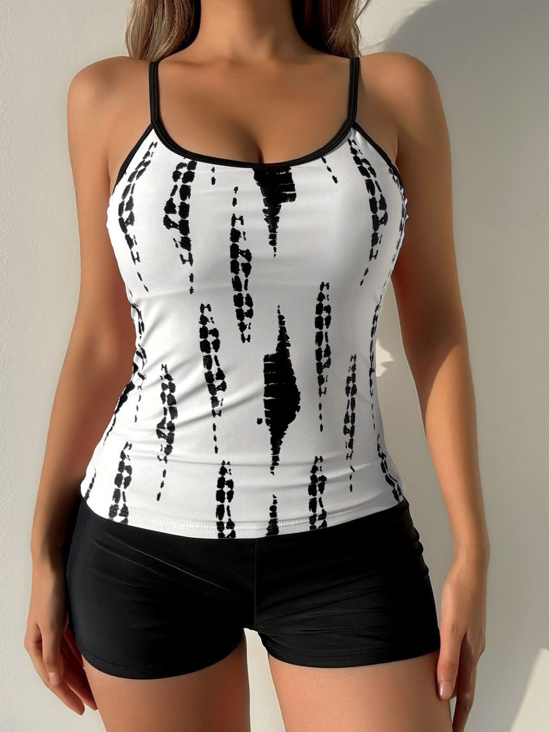 DressBerry Printed Shoulder Straps Neck Swim Set