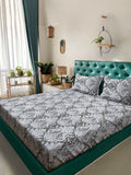 KLOTTHE Olive Paisley Kapas Tulen 400 TC Cadar King Halus dengan 2 Sarung Bantal-106 x 106 inci