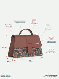 Zouk Wanita Dicetak Satchel Berstruktur dengan Tasselled