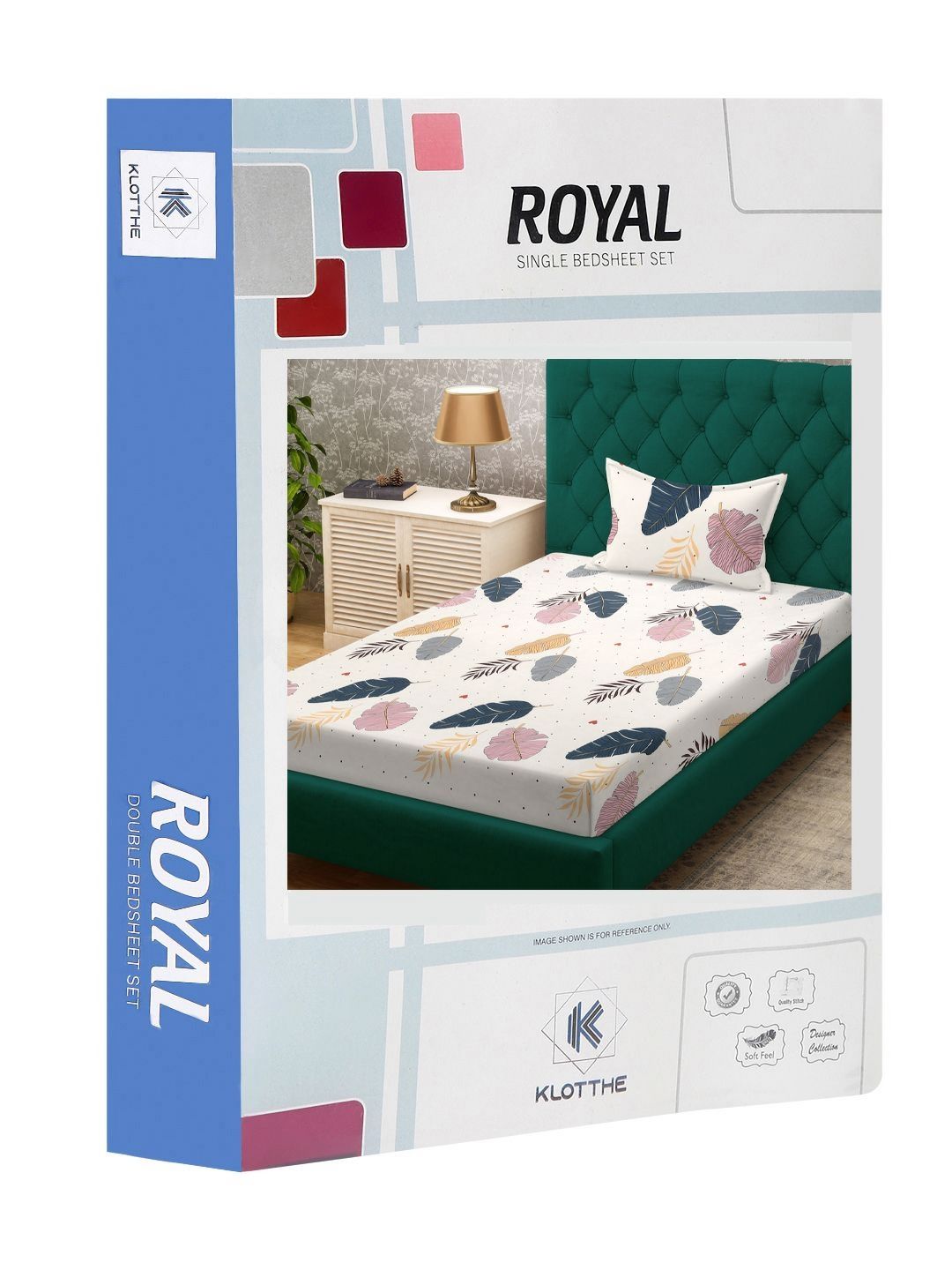 KLOTTHE Book Lipat Krim Daun Kapas Rasa Lembut 300 TC Cadar Halus Ganda dengan Sarung Bantal-98 x 89 inci