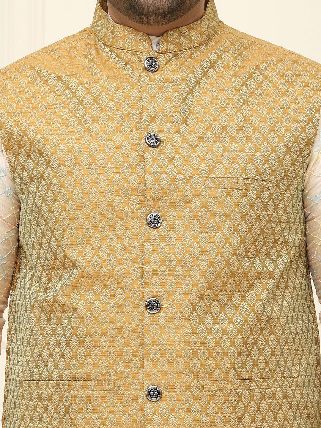SOJANYA PLUS Men Printed Nehru Plus Size Jacket