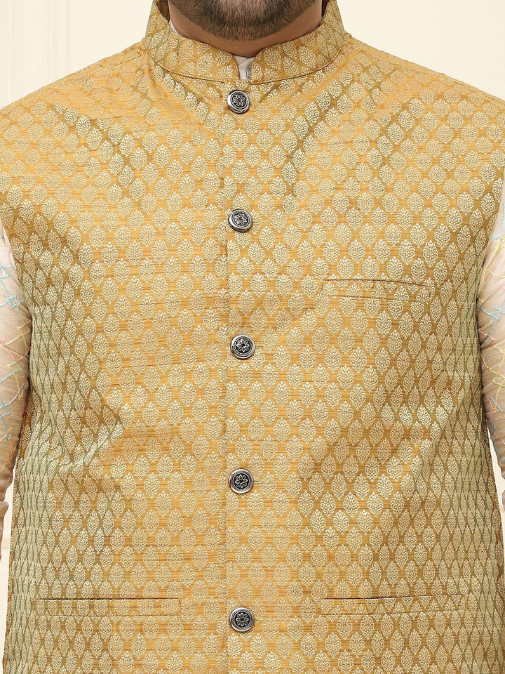 SOJANYA PLUS Men Printed Nehru Plus Size Jacket