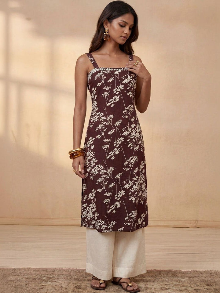 Rumah Wanita Chikankari Floral Printed Chikankari Floral Kurta