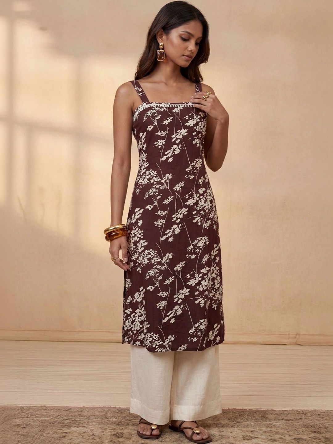 Rumah Wanita Chikankari Floral Printed Chikankari Floral Kurta