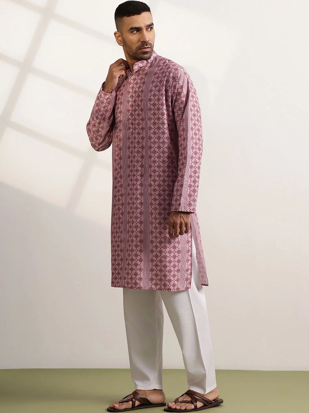 Anouk Men Printed Kurta Biasa dengan Seluar
