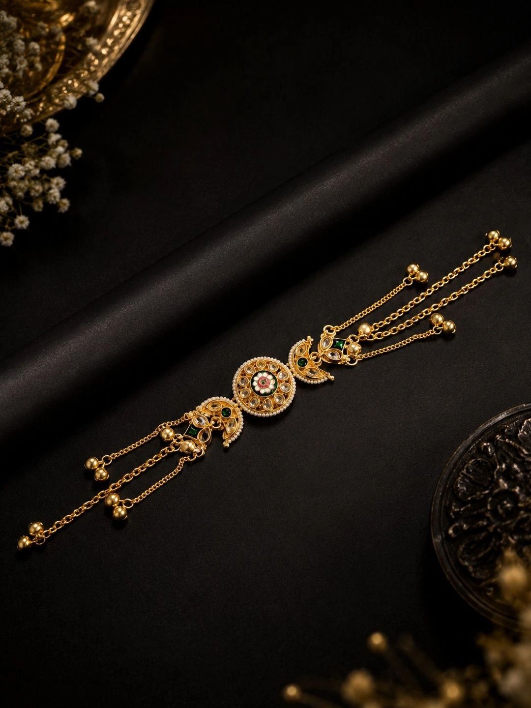 Gelang Multistrand Saduran Emas PANASH Loyang Wanita Enamel