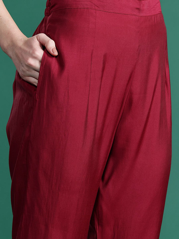 Indo Era Floral Embroidered Thread Work Kurta with Trousers & With Dupatta