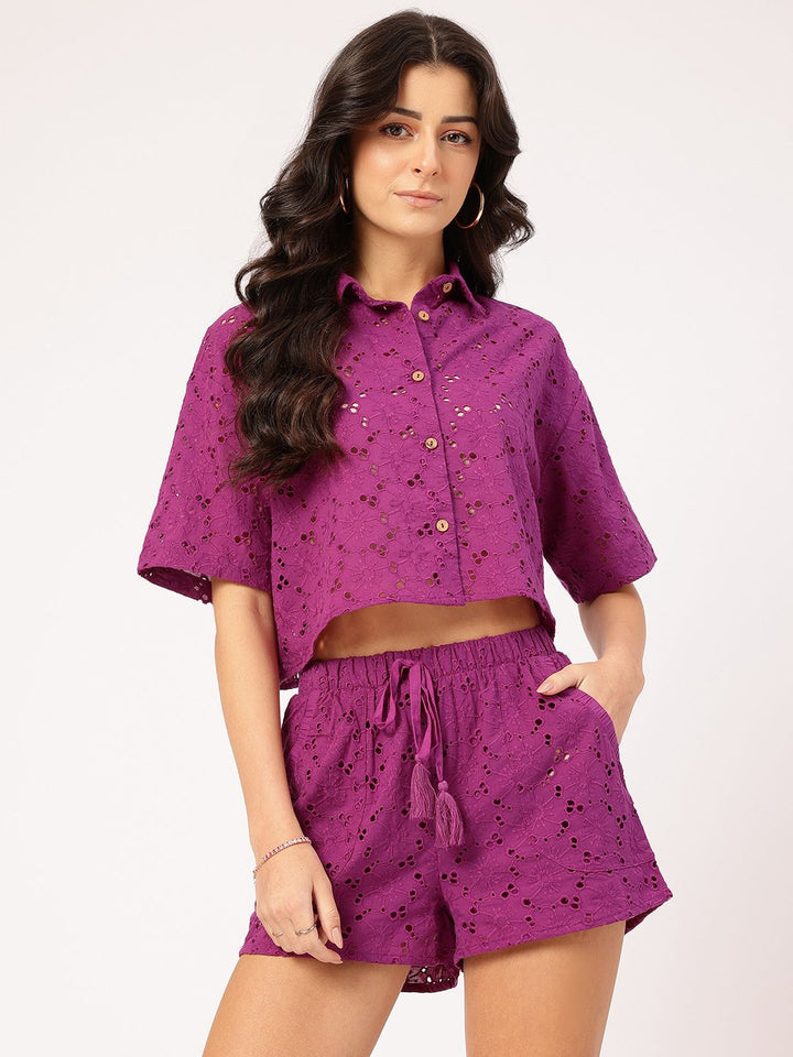 DressBerry Comfy & Stylish Pure Cotton Schiffli Co-Ords