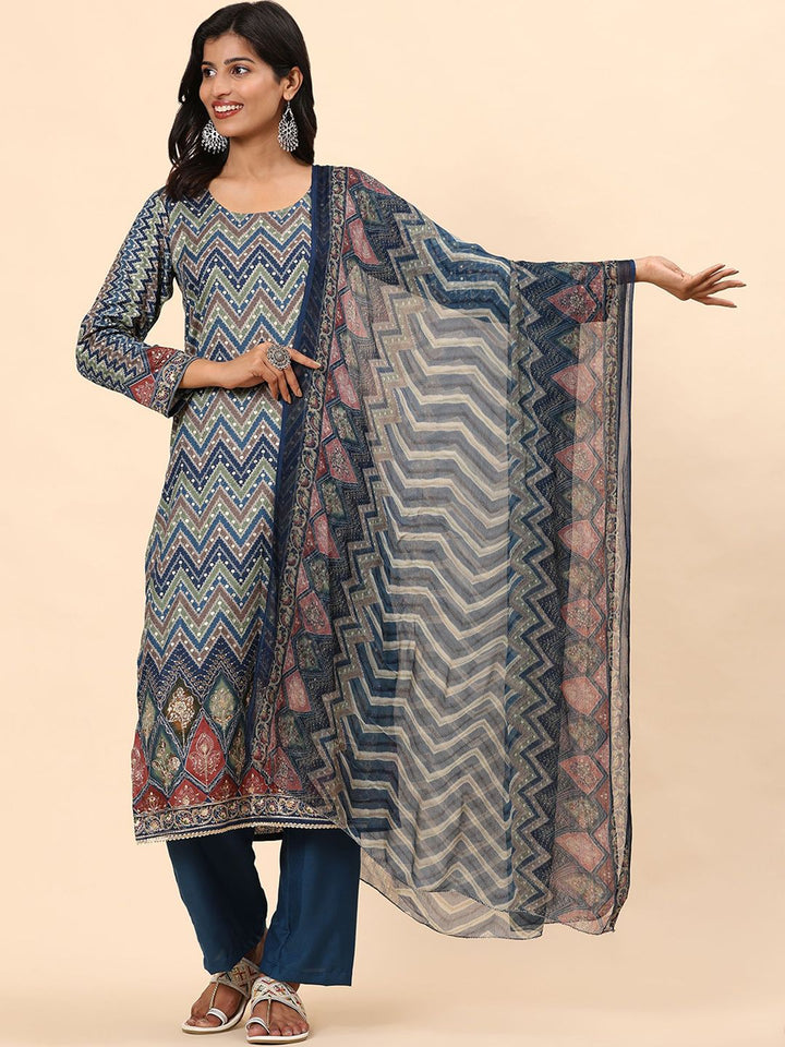 Mamicha Women Printed Regular Pure Cotton Kurta with Palazzos & With Dupatta
