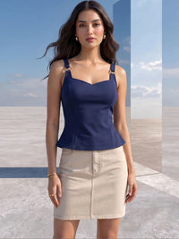 Mamicha Sweetheart Neck Peplum Top