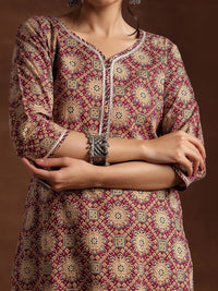 Libas Printed Regular Gotta Patti Pure Cotton Straight Kurta with Trousers & Dupatta