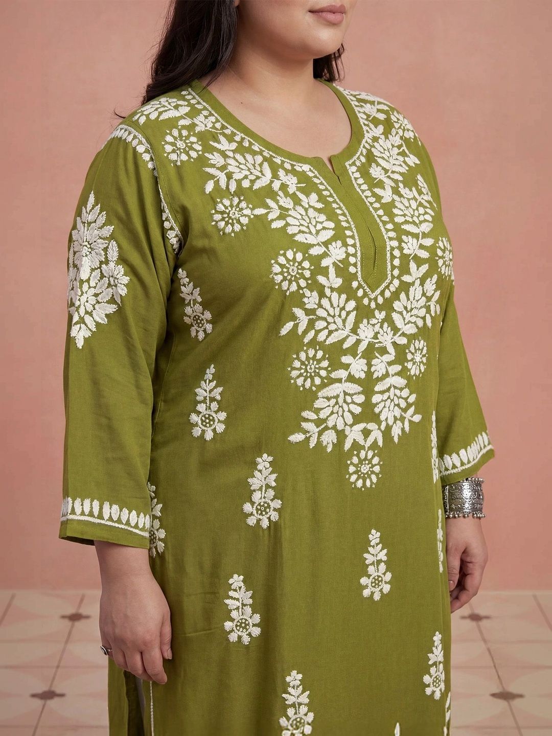 Rumah Wanita Chikankari Sulam Kurta Chikankari