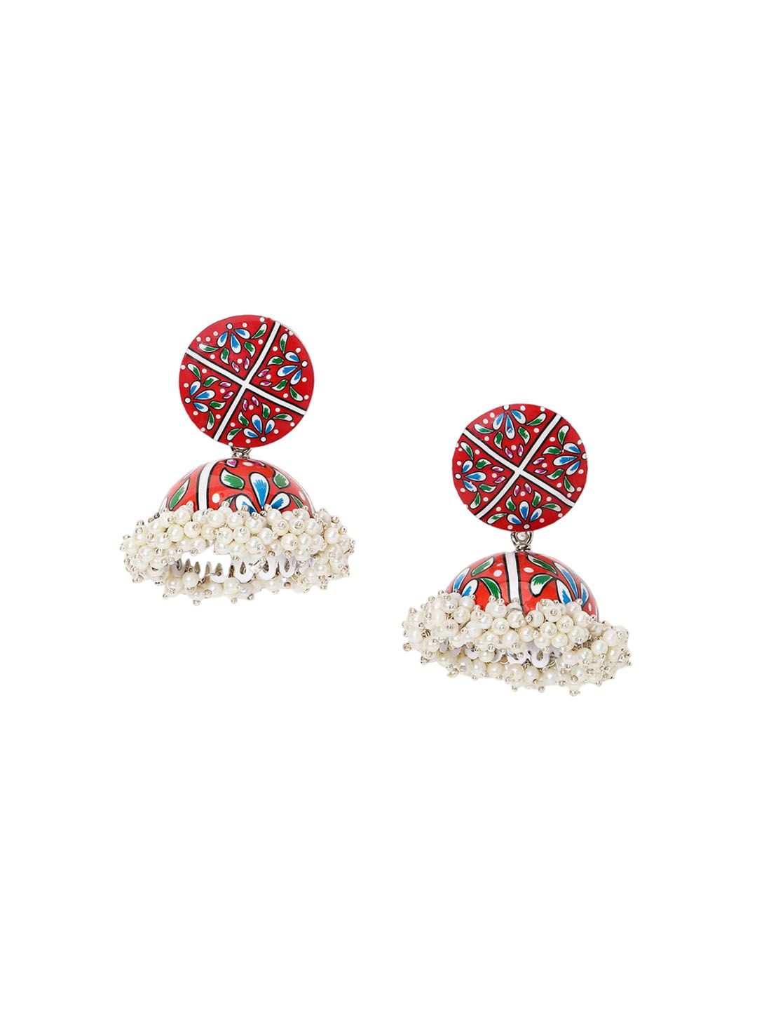 Anouk Gold-Plated Pearls Studded Jhumka Earrings
