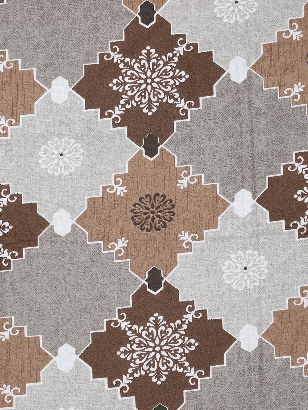 KLOTTHE Brown Geometric Cotton Single Bedsheets