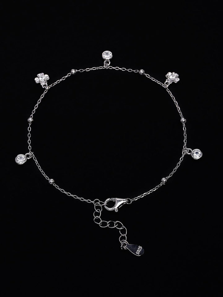 PANASH 925 Sterling Silver Bersalut Rhodium Zirkonia Kubik Gelang Pesona