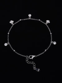 PANASH 925 Sterling Silver Bersalut Rhodium Zirkonia Kubik Gelang Pesona