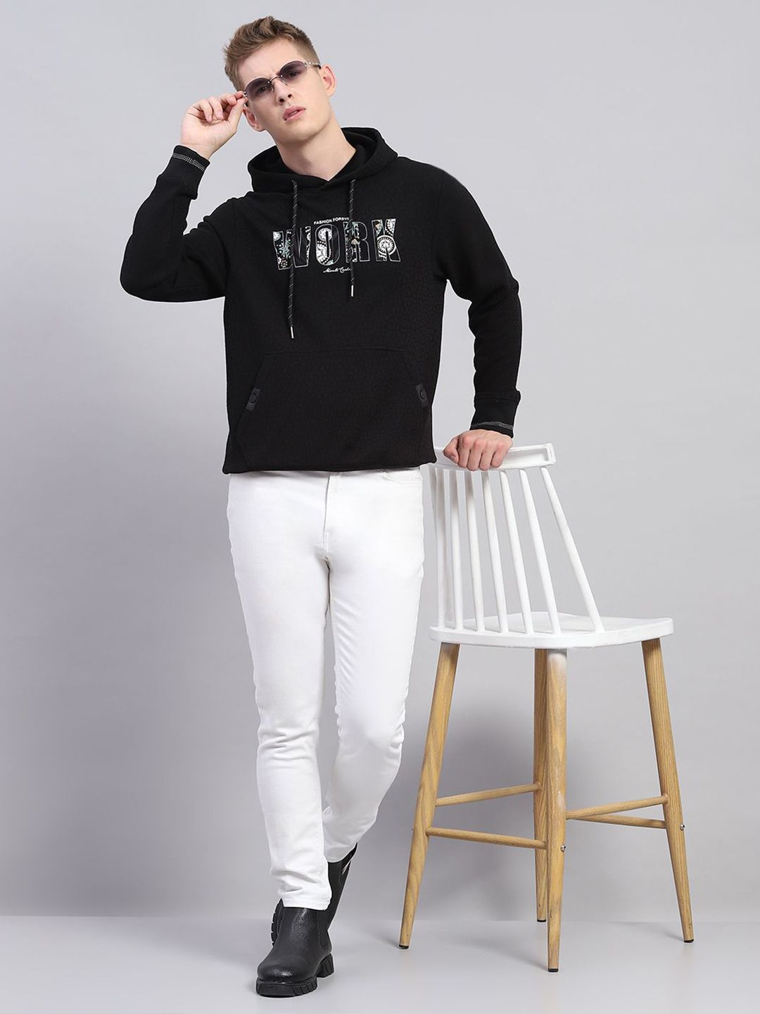 Monte Carlo Men Printed Cotton Hooded Sweatshirt