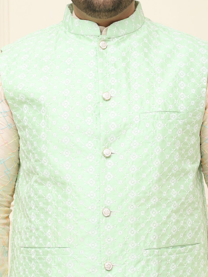 SOJANYA PLUS Jaket Sulam Lelaki Nehru Plus Size