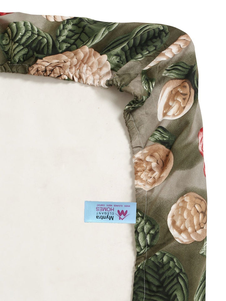 Myntra Elegant Homes Green Floral 300 TC King Cadar dengan 2 Sarung Bantal