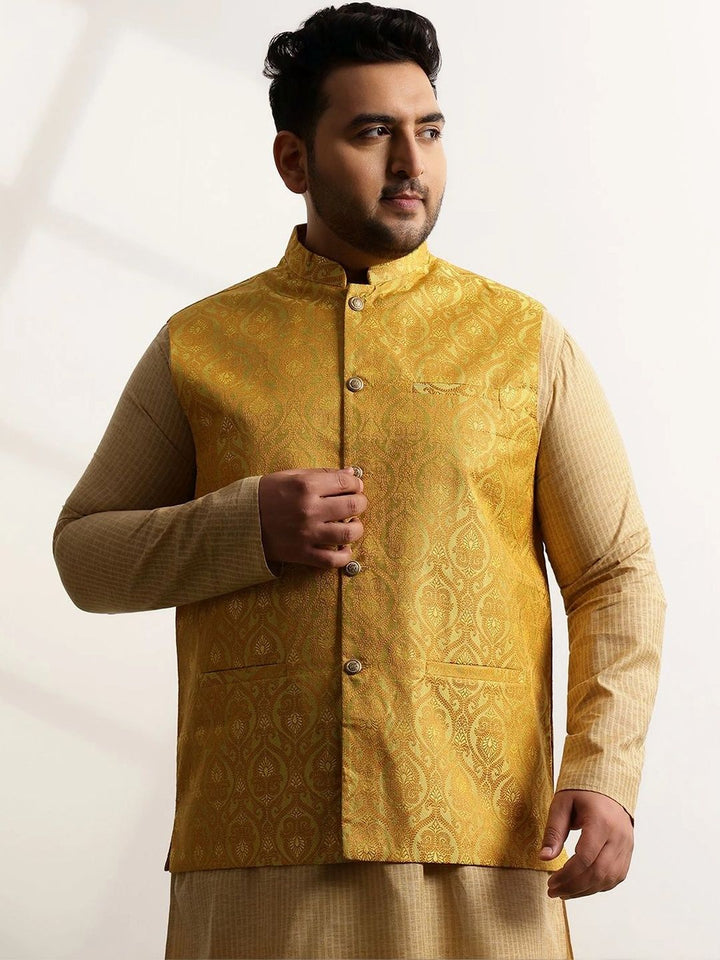 SOJANYA PLUS Woven Design Brocade Nehru Jackets