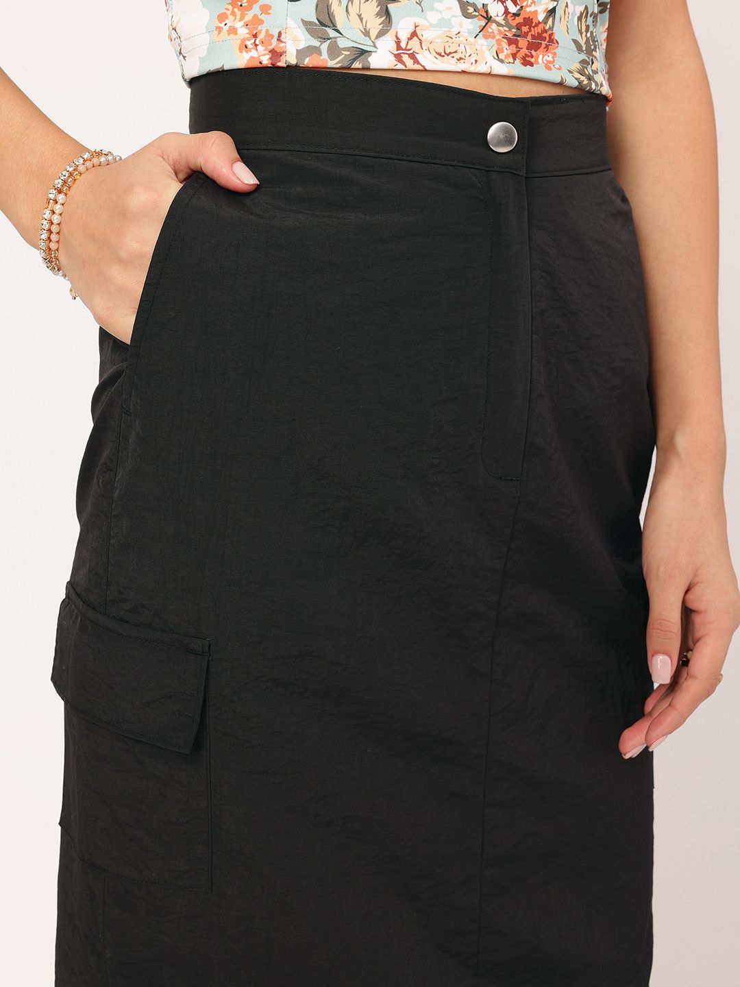 DressBerry Pocket Power Straight Midi Parachute Skirt