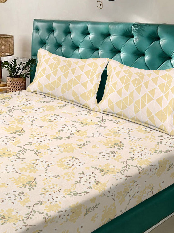 KLOTTHE Bunga Kuning 300 TC Cadar King dengan 2 Sarung Bantal