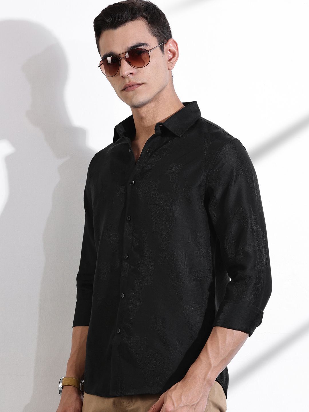 Thomas Scott Men Classic Slim Fit Opaque Casual Shirt