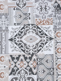 KLOTTHE Motif Etnik Kelabu Dicetak 400 TC Kapas Set Cadar Super King 2.70 m x 2.70 m
