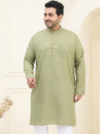 SOJANYA Plus Mandarin Collar Long Sleeves Cotton Straight Kurta