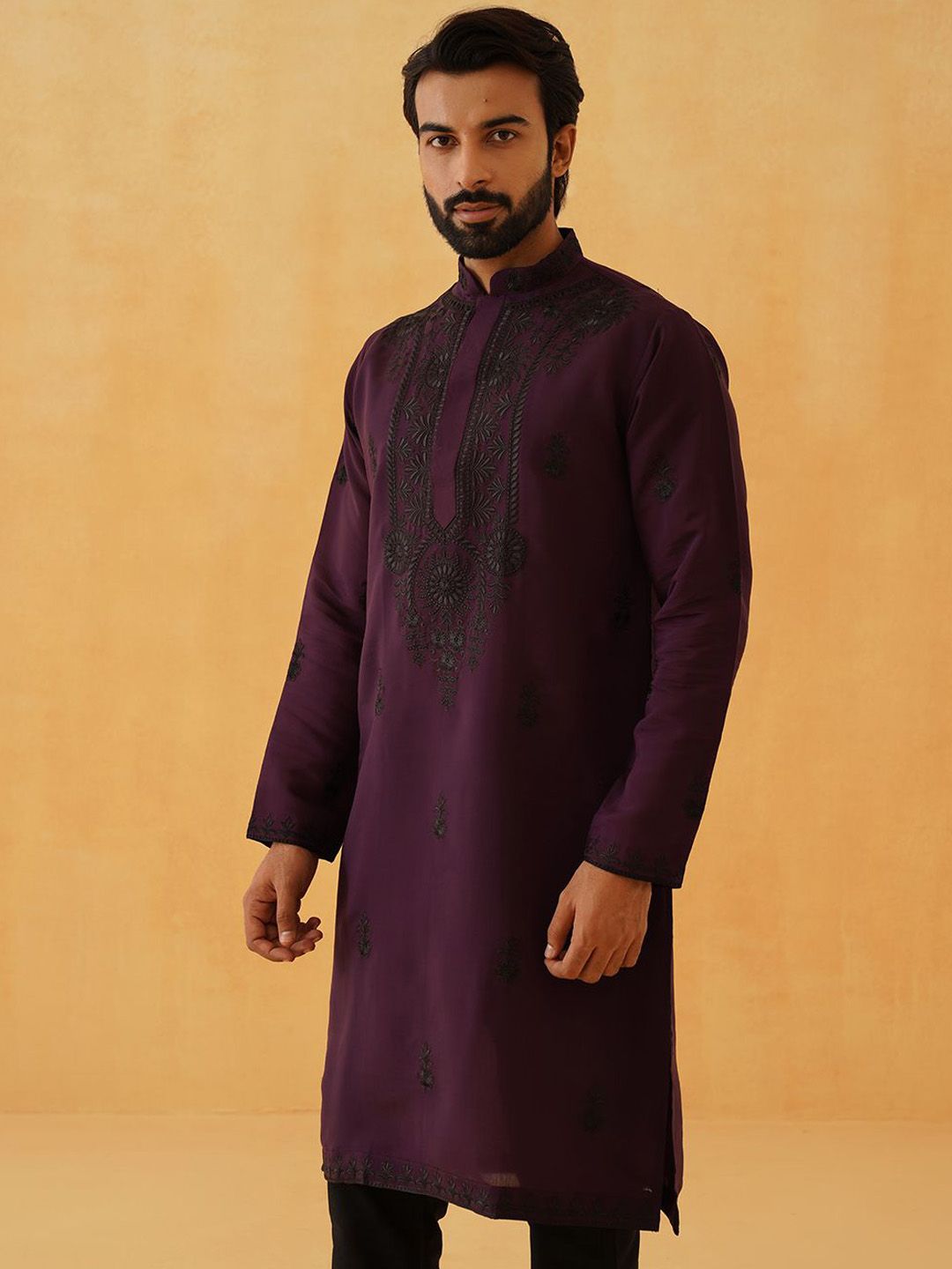 SOJANYA LUXE Lelaki Sulam Benang Kerja Kurta