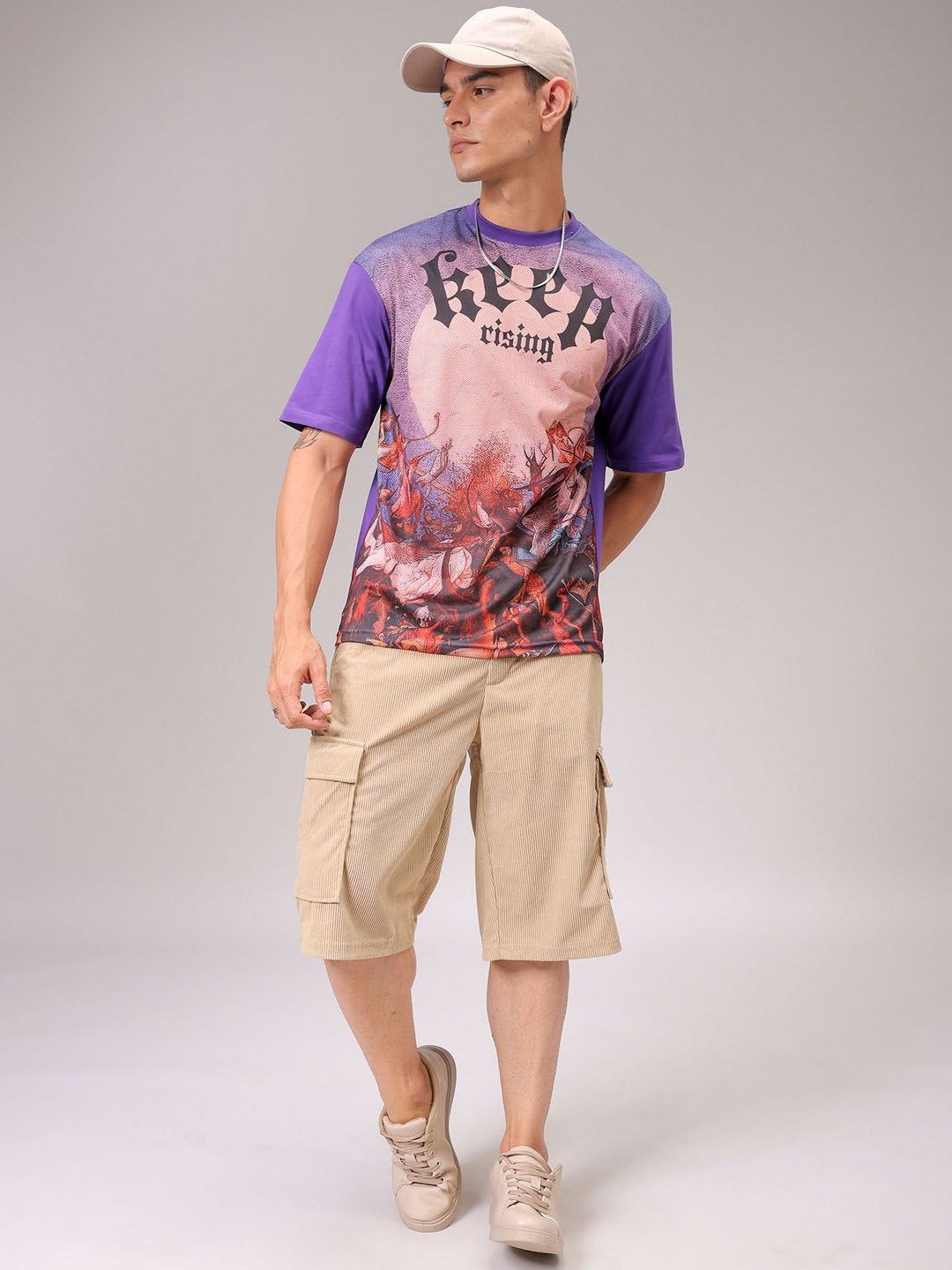 The Indian Garage Co Men Graphic Printed Round Neck Boxy T-shirt
