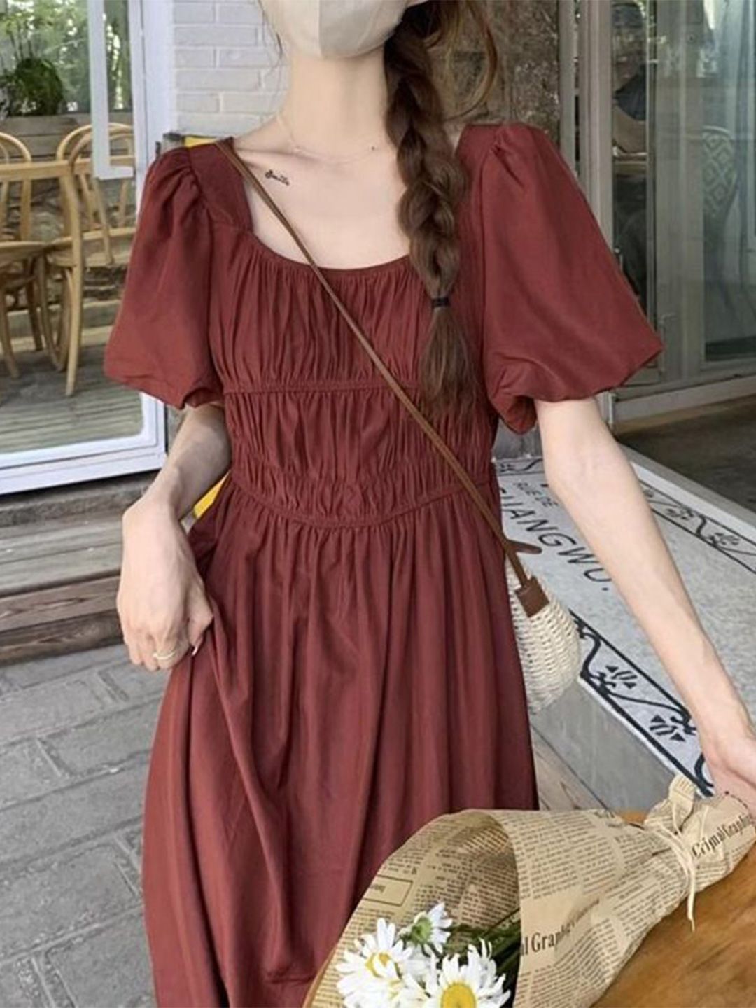 all about you Women Fit & Flare Ruched Maxi Dress