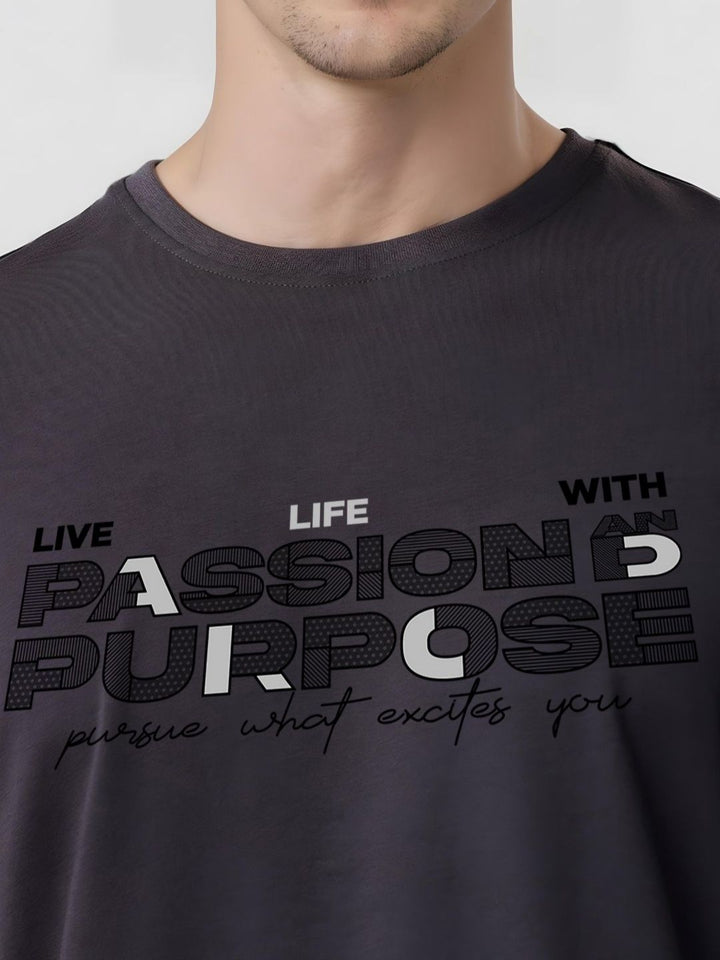 ADRO Typography Printed Round Neck Cotton T-shirt