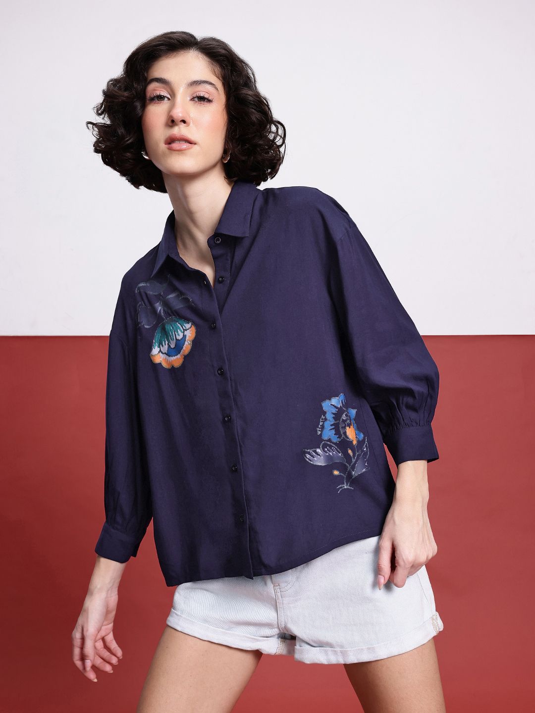 DressBerry Breezy Blooms Printed Relaxed Fit Shirt