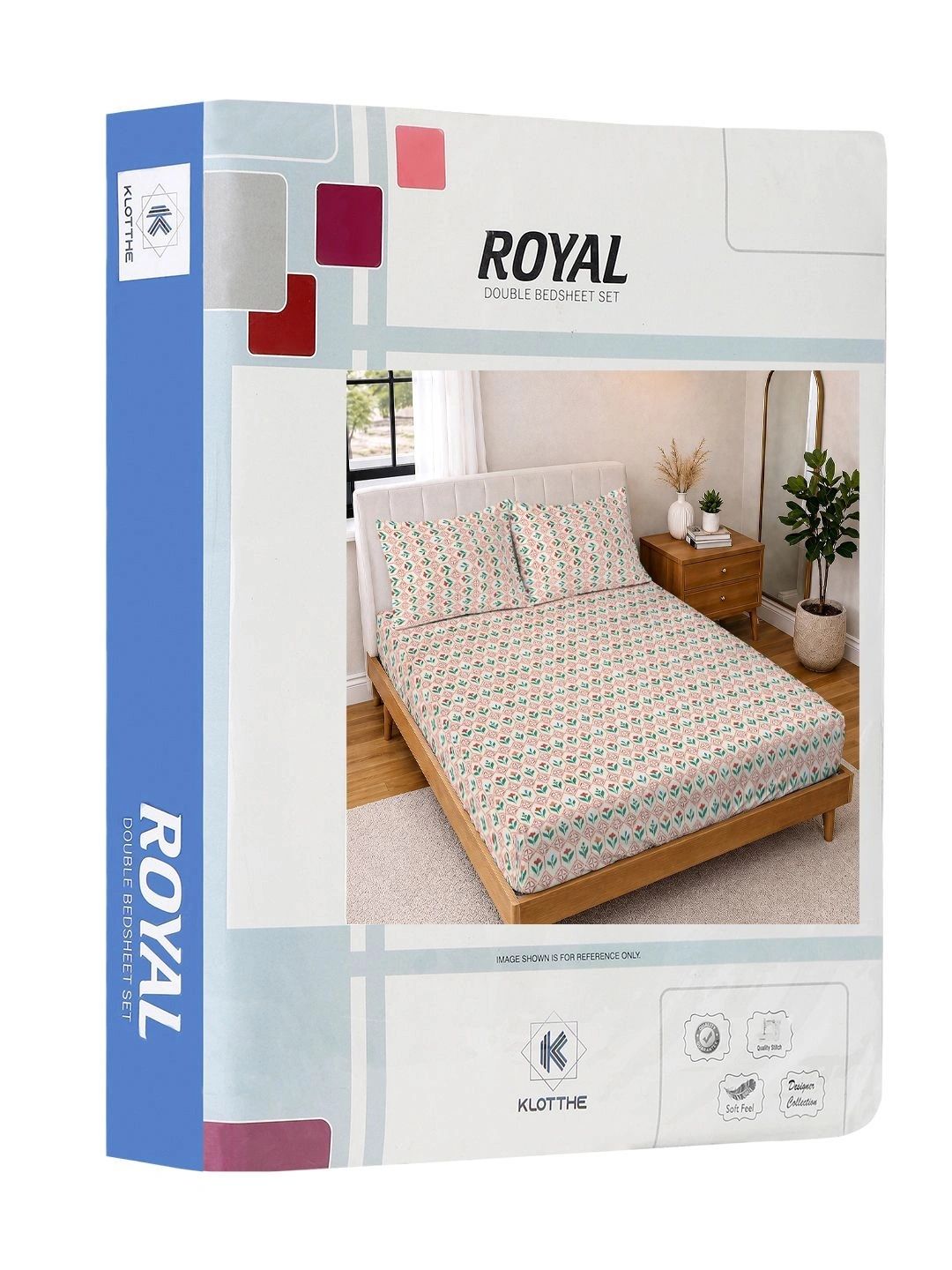 KLOTTHE Berwarna Krim & Bunga Hijau 300 TC Cadar King dengan 2 Sarung Bantal