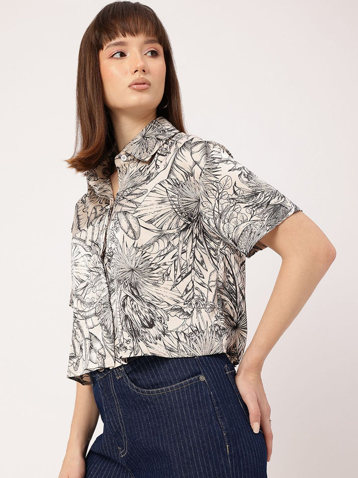 DressBerry Urban Softness Satin Finish Floral Printed Shirt