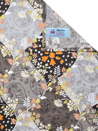 Myntra Elegant Homes Grey & Orange Floral 300 TC King Double Bedsheet with 2 Pillow Covers