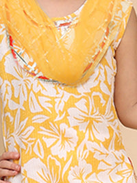 Cutiekins Girls Floral Printed Empire Straight Kurta Salwar With Dupatta