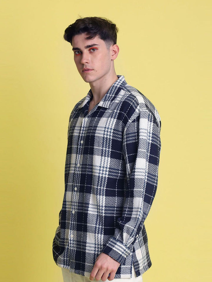 Bene Kleed Men Tartan Checked Relaxed Fit Textured Casual Shirt
