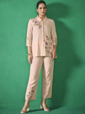 Anouk Beige Shirt Collar Embroidered Liva Shirt & Trouser