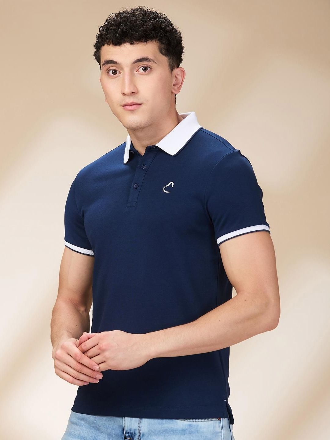 Being Human Men Solid Polo Collar Cotton Slim Fit T-shirt