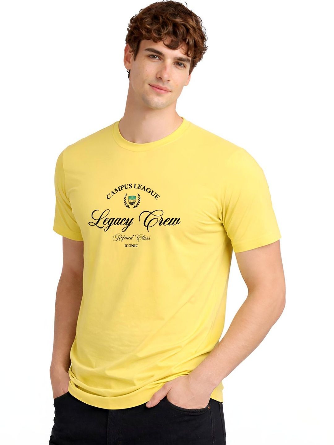 ADRO Typography Printed Round Neck Short Sleeves Regular Fit Pure Cotton T-shirt