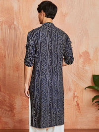 VASTRAMAY Bandhani Printed Mandarin Collar Straight Kurta