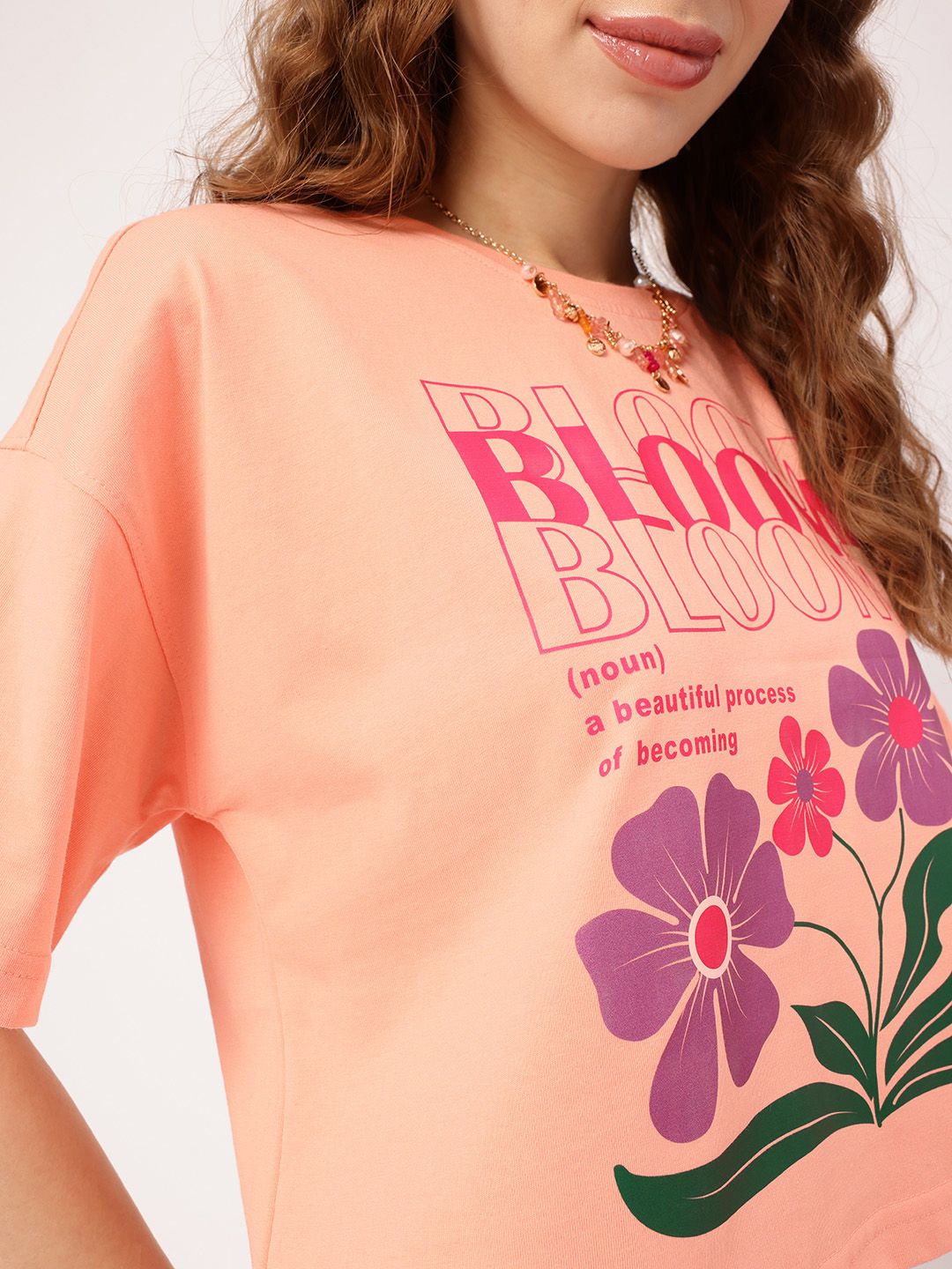 Feminine Blossom Beauty Printed Boxy T-shirt