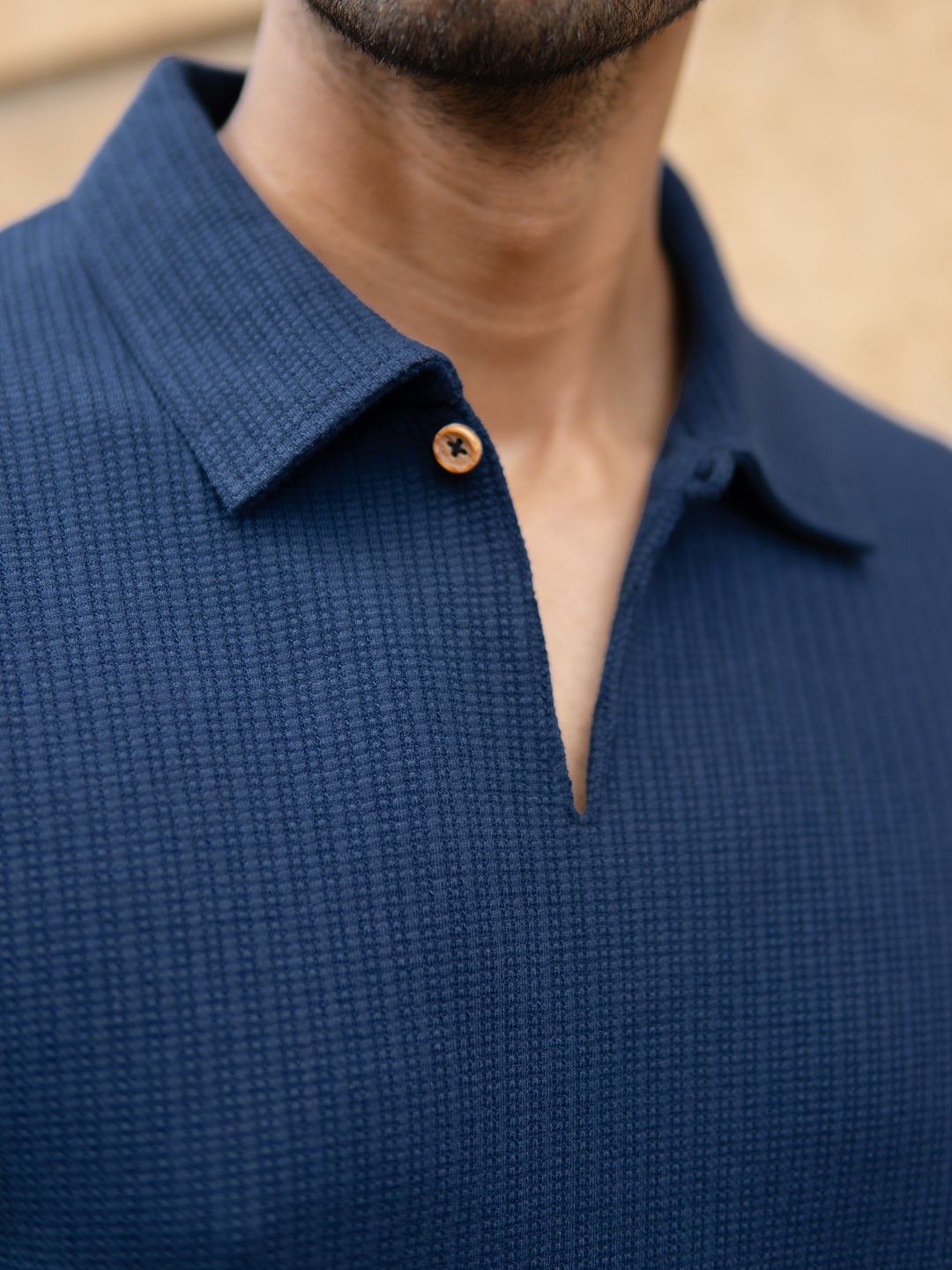 Powerlook Men Navy Structured Polo T-Shirt