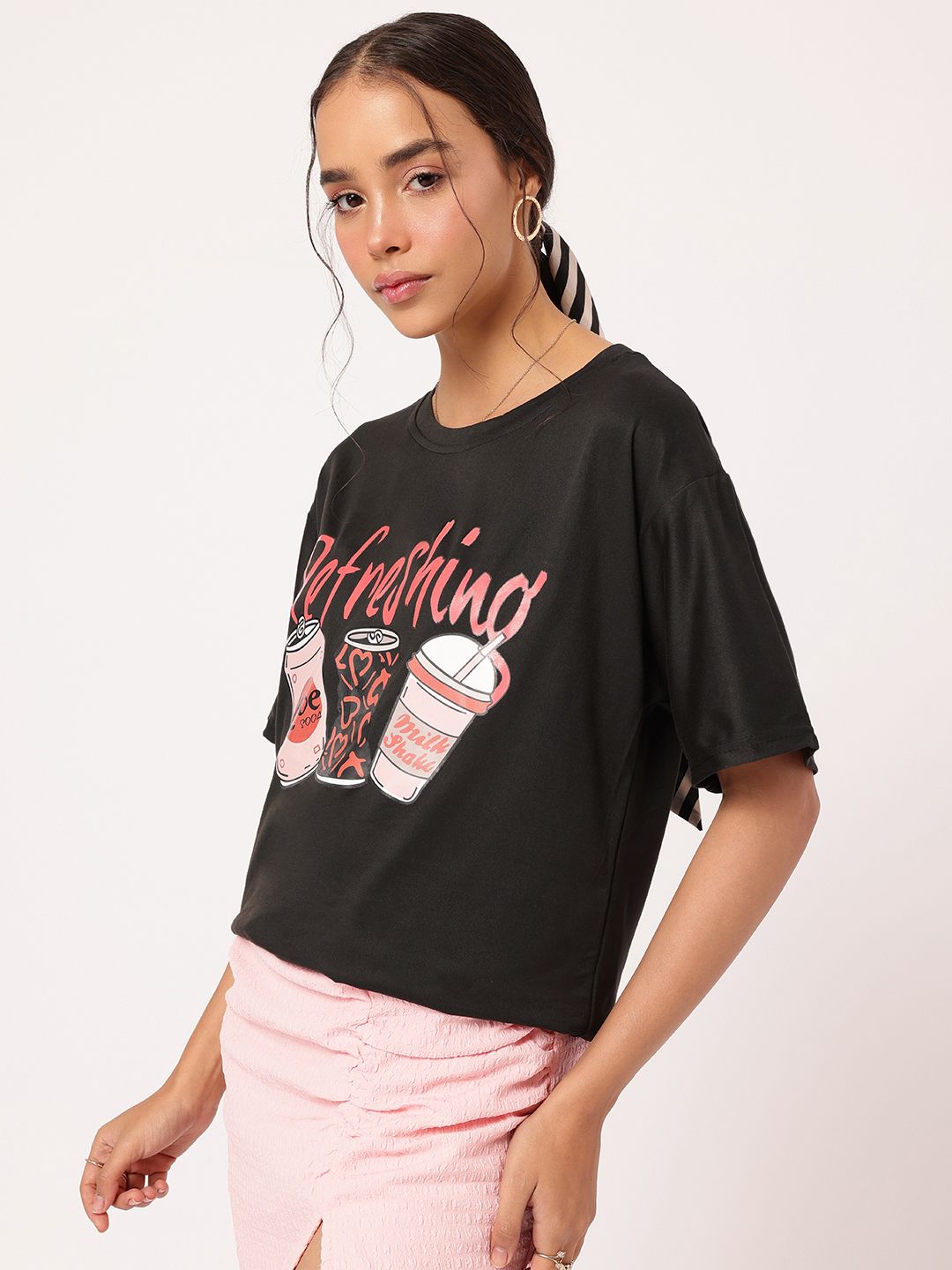 DressBerry Snug ComfyChic Conversational Printed Relax Tee