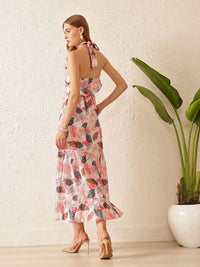 STREET 9 Halter Neck Floral Midi Dress