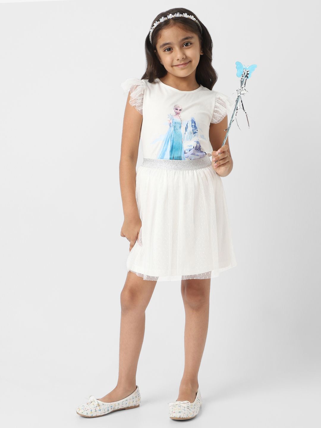 NautiNati Disney Frozen Elsa Girls Party Wear Set of Top and Tulle Skirt